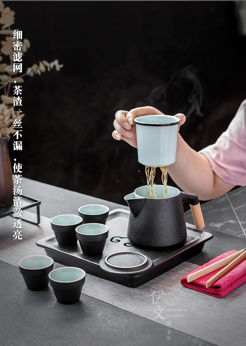 Even household ceramics kung fu tea set office teapot tea tray of a complete set of gift box the packed in a pot of five cups