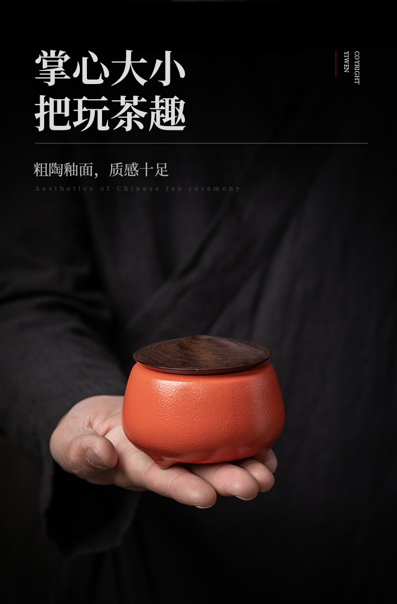 Evan ceramic the qing caddy fixings wooden cover seal pot home small storage POTS moistureproof puer tea