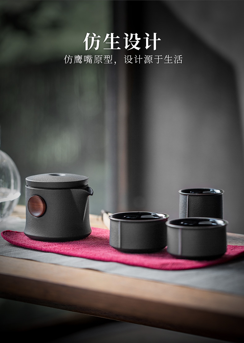 Evan ceramic kung fu tea set Japanese contracted portable tea crack set a pot of three is suing travel