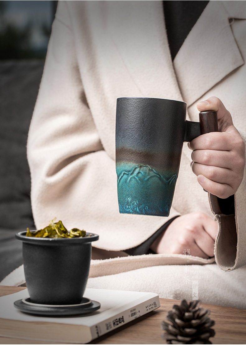 Evan office tea cups cup of household ceramics filter cups with cover separation mark cup tea cup
