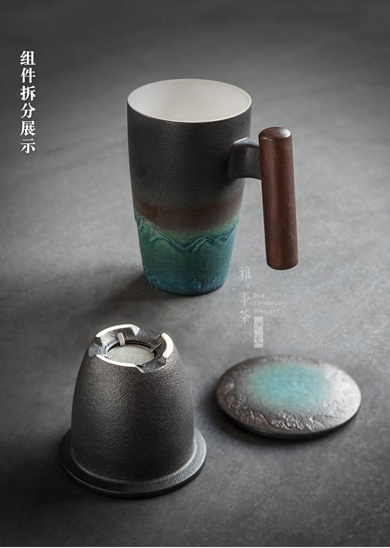 Evan office tea cups cup of household ceramics filter cups with cover separation mark cup tea cup