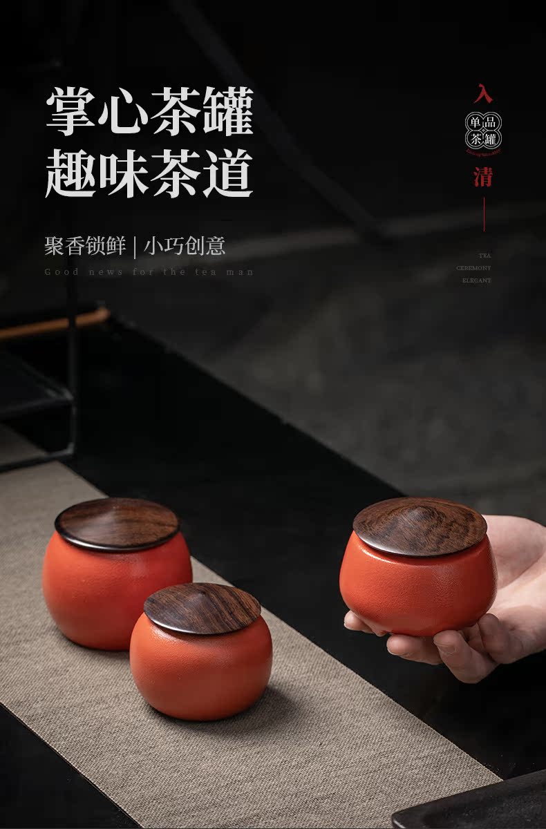 Evan ceramic the qing caddy fixings wooden cover seal pot home small storage POTS moistureproof puer tea