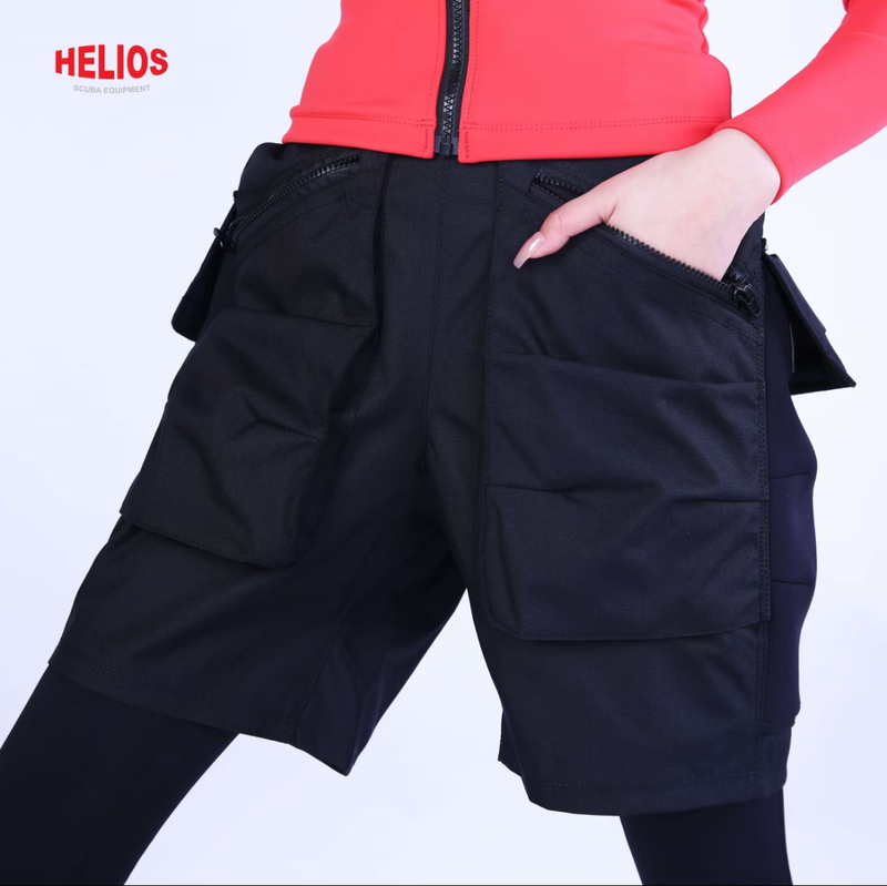 Helios Scuba Diving Side-Mounted Shorts, Professional with Pockets, Adjustable, Ultra-Comfortable, 500D Ultra-Wear-Resistant