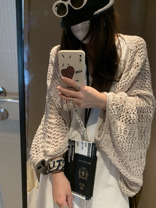 Summer Cool Lace Knit Sun Protection Cardigan for Women 2026 New Loose Casual Batwing Sleeve Top