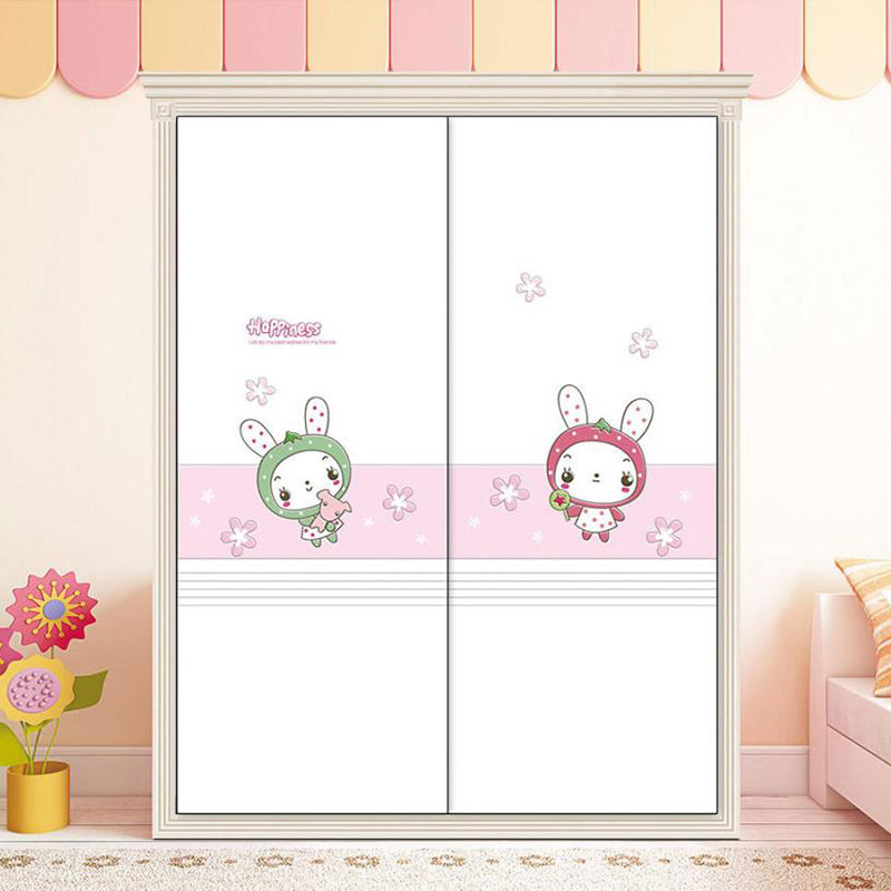 New children's cartoon wardrobe sliding door custom-made wardrobe door sliding door sliding door net red sliding door custom