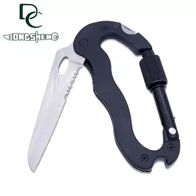 Outdoor multifunctional mountaineering buckle quick buckle knife saw cross screwdriver mountaineering buckle bottle opener keychain