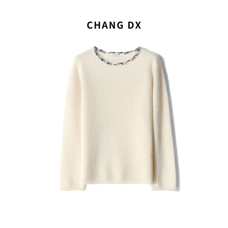 Changdx Cloud Pearl Cashmere Sweater Long Sleeve Knitted Sweater 127