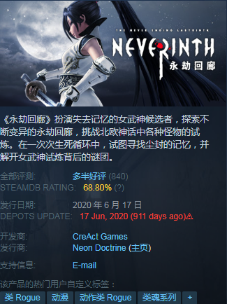 《<strong>永劫回廊</strong>》在steam上到底有多难？适合新手入门吗？😎