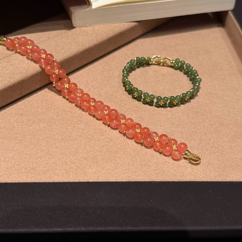 Natural Jasper and Southern Red Agate Bracelet for Women, New Chinese Style, Light Luxury, Exquisite Niche Design, Gift for Best Friend