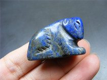 626--45 An old lapis lazuli belt sculpture with a round hole in the sky and a small lying beast from Hong Kong in the early years of the late Qing Dynasty and the Republic of China