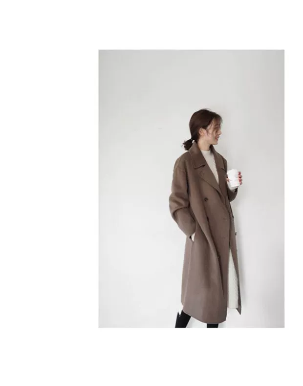 [Hàn Quốc đích thực] Phụ nữ mới dài bằng tay áo len cashmere áo len 3803 - Trung bình và dài Coat