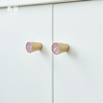 Natural marble brass pull handle Nordic minimalist American cabinet wardrobe door drawers light lavish pure copper gold handle