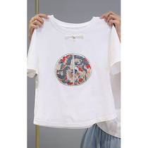 (National style short T-shirt parent-child wear Xiaole Mommy) baby clothes boys and girls short-sleeved T-shirt summer baby bottoming shirt