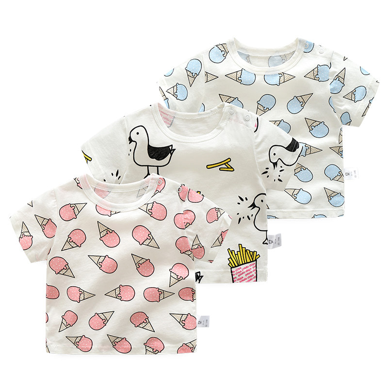 Seven children's short-sleeved t-shirt female baby summer clothes 6 baby boy children 0 months 3 years old princess half-sleeved 2 tops Boy boy Q