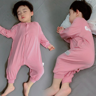 Belle Le modal baby children's one-piece clothes thin section baby pajamas suit boys summer clothes spring and autumn air conditioning clothes