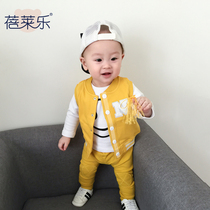 Baby child vest autumn and winter newborn clothes ins Wind outside wearing vest female baby Foreign style thin horse clip outer set