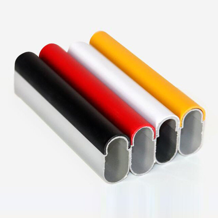 Aluminum alloy round hanging clothes rods with adhesive strips hollow yellow clothes through rod wardrobe hardware hanging clothes-rods white ABS clothes