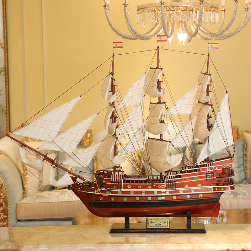 Smooth Sailing sailing model Sailing model Saint Philip 108cm Living room Furnishing Wooden Boat Creative Gift Boat Mold