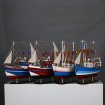 Fishing boat model ornaments Boat model creative living room shelf Desktop decoration Wooden boat sailing boat small gift