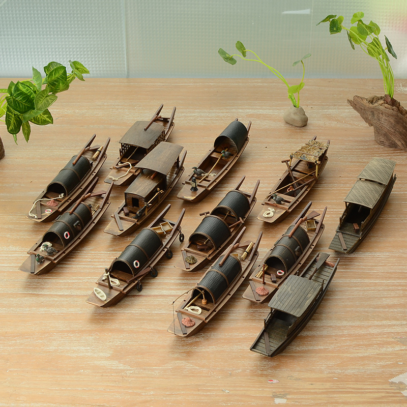 Chinese solid wooden caravan boat sailing handcraft sailing model furnishing piece of birthday present