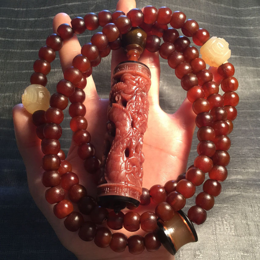 Tibetan Red Horn Bracelet 108 Buddha Beads Rosary Beads Bracelets