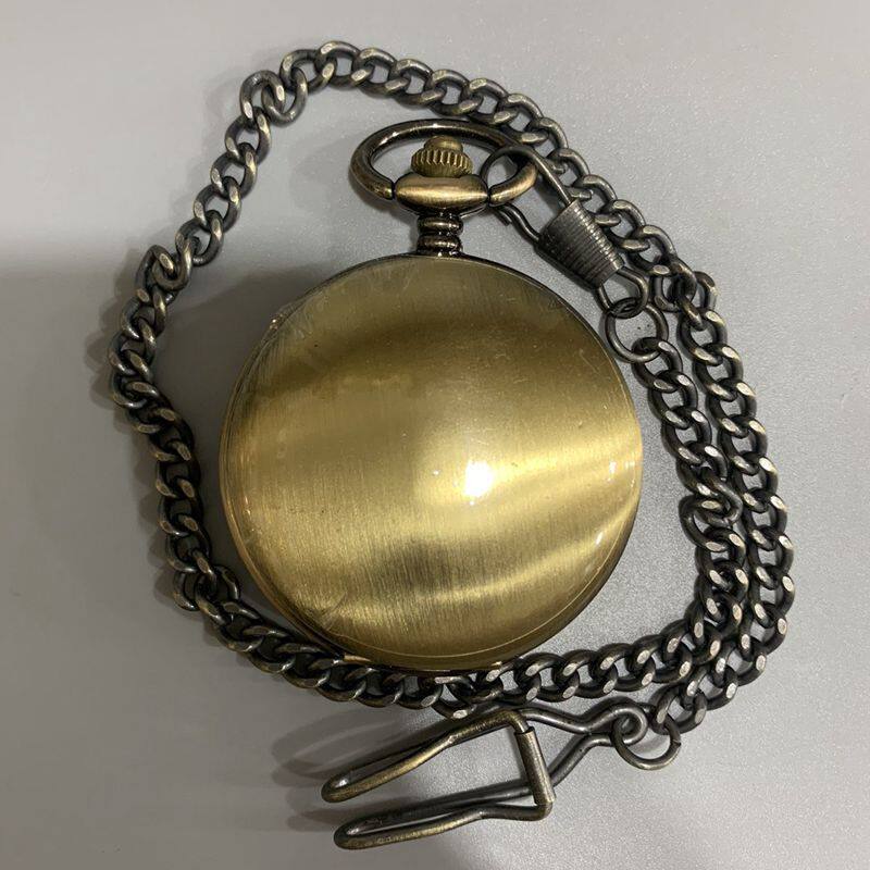 Antique crafts Antique old net face cutout double clamshell mechanical pocket watch brass pocket watch clock ornament Y