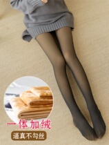 Autumn and winter velvet one fake meat through leggings thick seamless pants socks anti-hook stockings plus size women