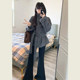 Korean style Hepburn style gray stand collar woolen jacket