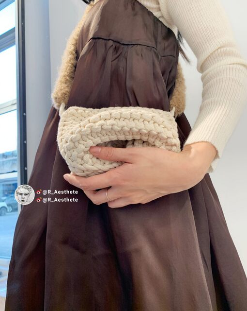 Sold Out: Knitted Designer Swaying Off-White Wool Knit Crossbody Bag