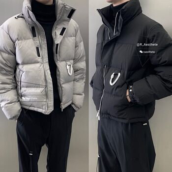 In Stock 50% off Heliot Emil Black Gray Functional Carabiner Goose down Jacket