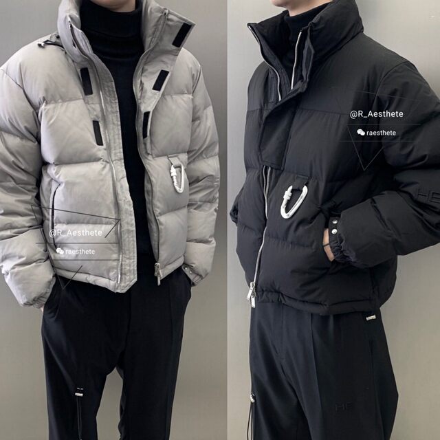 In Stock 50% off Heliot Emil Black Gray Functional Carabiner Goose down Jacket