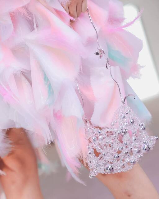 Sold Out: Susan Fang Silver Metal Shoulder Strap Transparent Crystal Ball Handbag