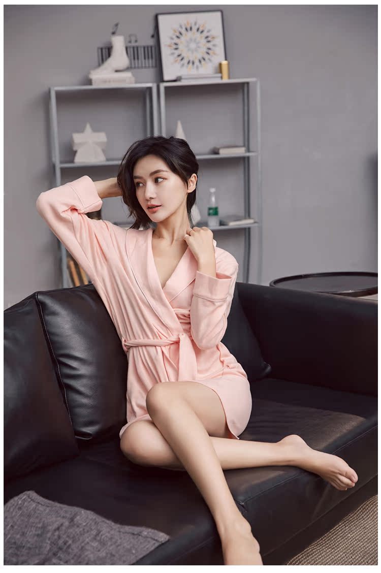 Áo ngủ nữ mùa xuân và mùa thu cotton nữ đồ ngủ gợi cảm áo ngủ áo len cardigan áo choàng dài tay cotton dịch vụ nhà mùa hè kích thước lớn áo ngủ đẹp
