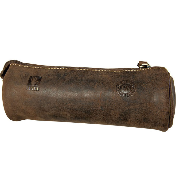 Domestic spot Germany Old brand GB pure cow leather handmade by old retro male and female durable pen bag creative pen bag