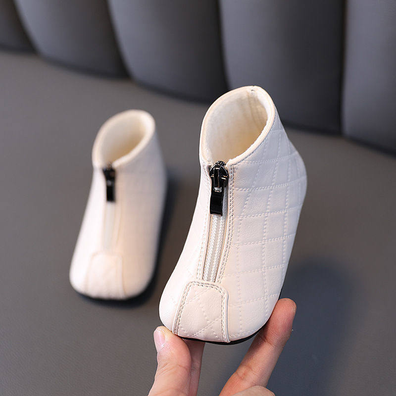 Winter plus suede female baby Short boots Children Martin boots Autumn Thickened Children Boots Baby Cotton Boots Soft-bottom Walking Shoes