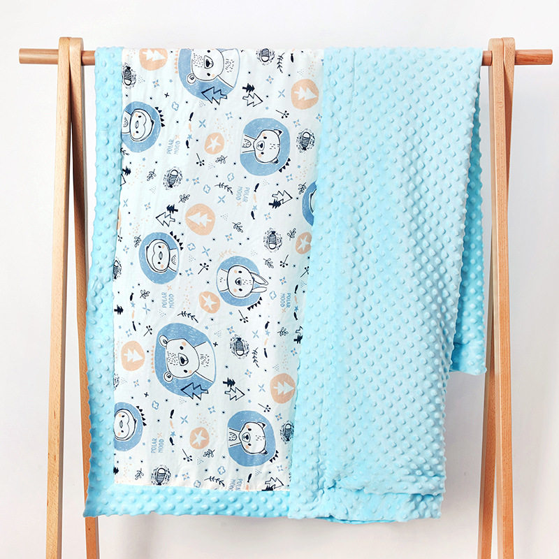 Summer children's gauze air conditioning blanket baby bean blanket thickened washable baby blanket coral fleece