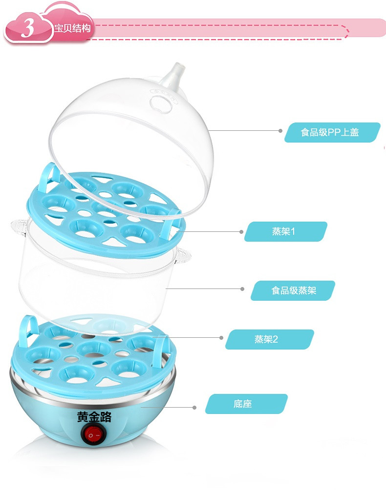 nồi hấp elmich Trứng hấp gia dụng đa chức năng, thép không gỉ tự động tắt trứng hấp hai lớp ca nấu mì đa năng lock&lock