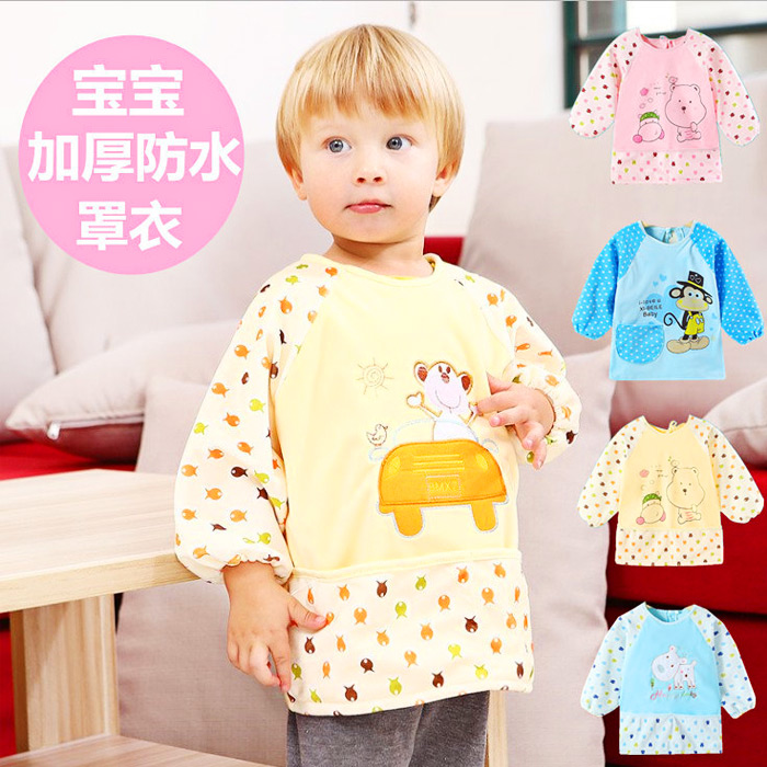 Baby Hood Clothes Autumn Winter Style Waterproof Long Sleeves Baby Apron Hood Children Kid Kids Eating Apron Jacket 0-4 years old