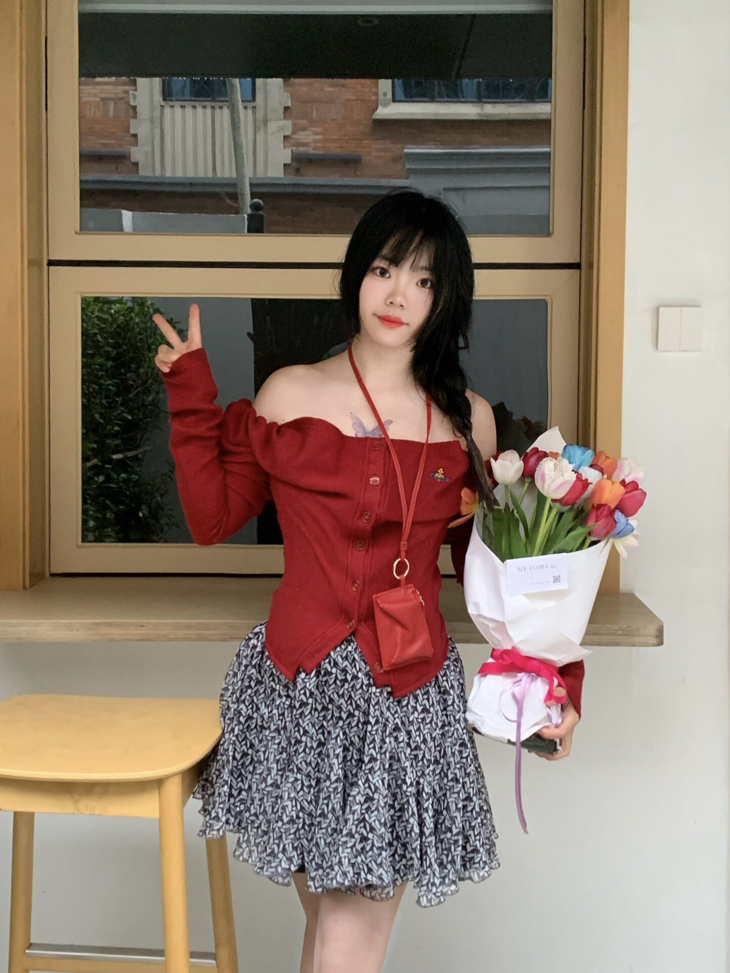 ELLE夏季法式碎花伞裙A字版型遮肉显瘦 碎花图案清新浪漫小众设计别致不撞款