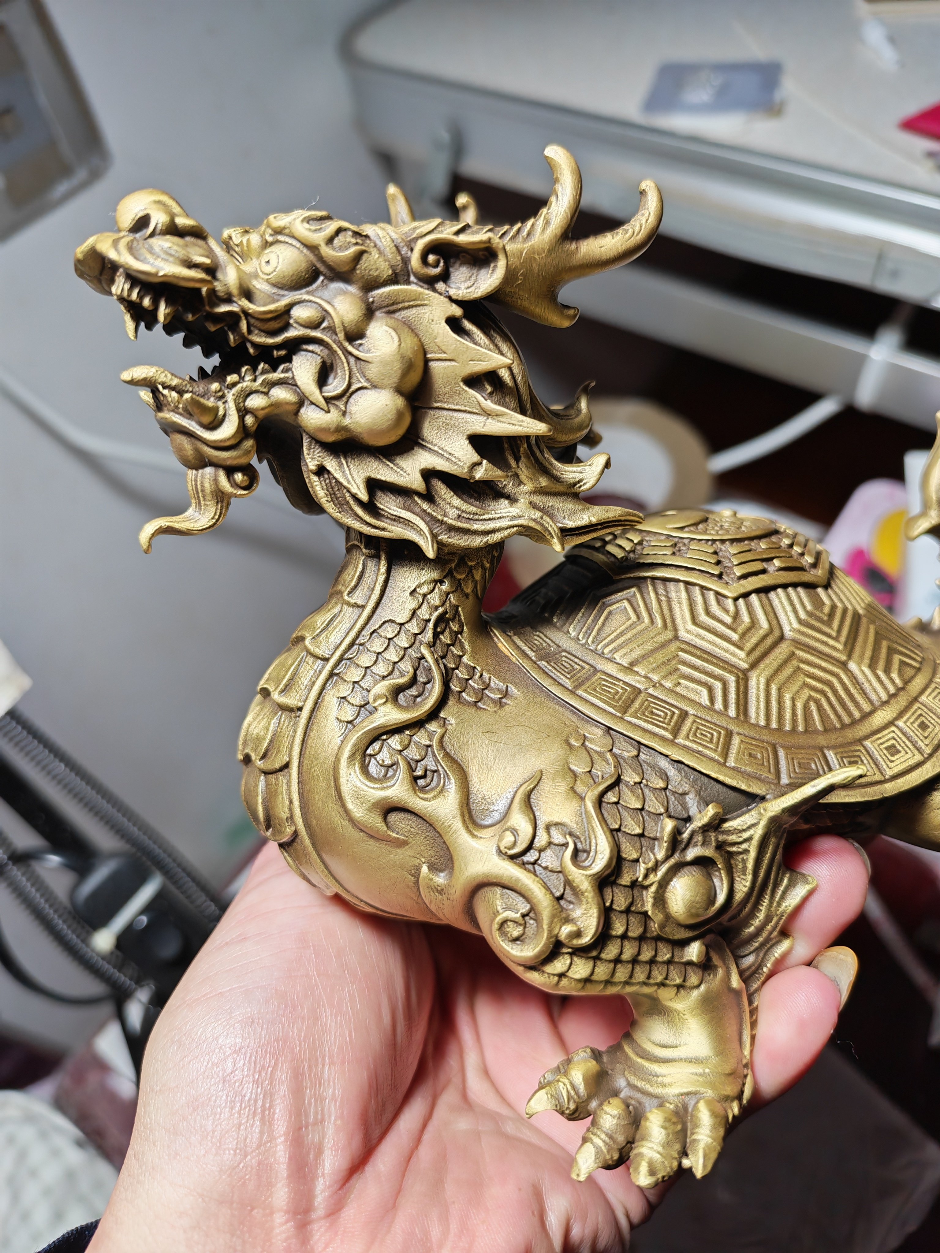 中式招財龍龜銅擺件家用客廳裝飾桌面神獸擺設-Taobao-Tmall