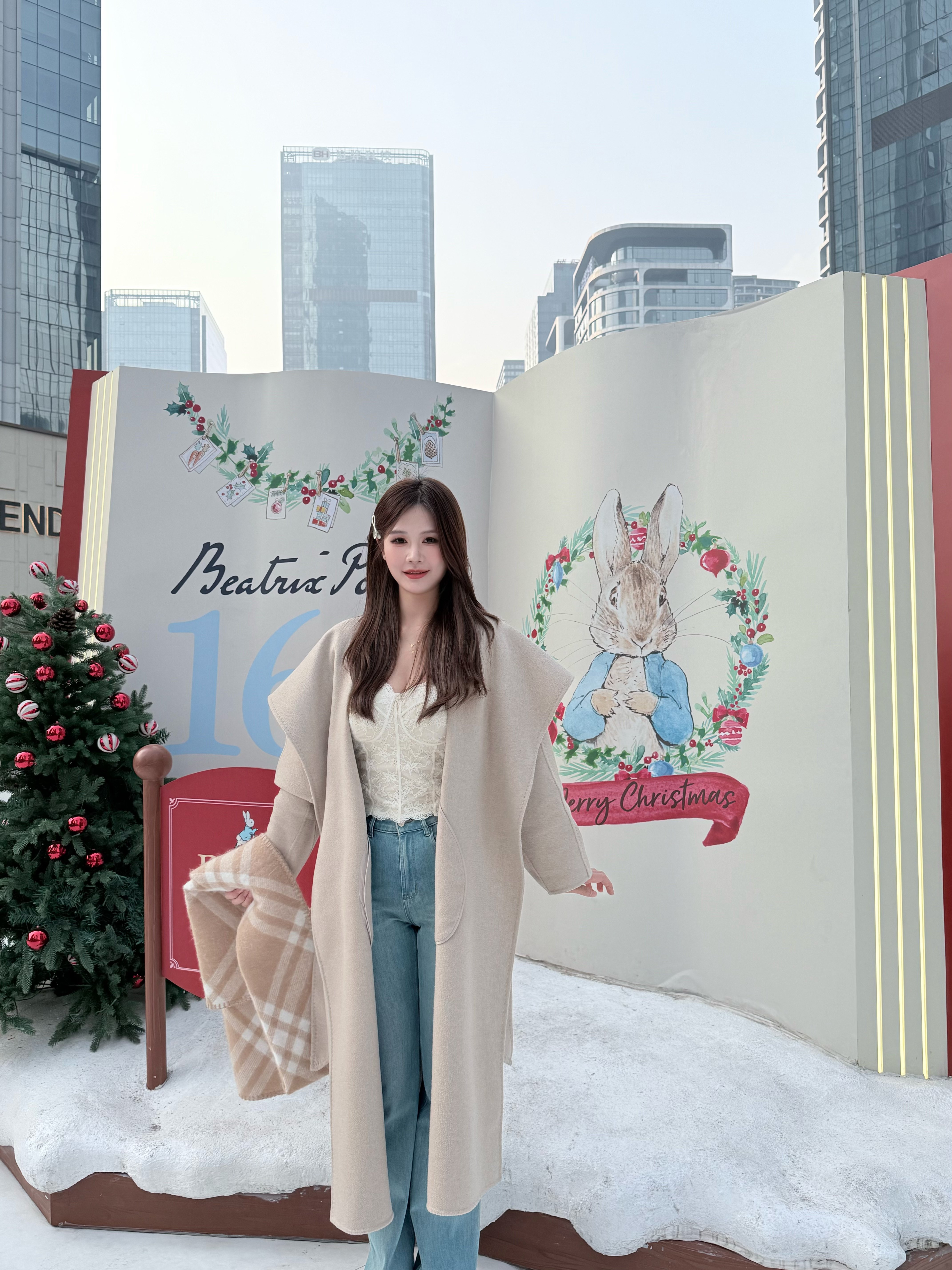 JIUCHIC|M家Rienza大翻领双面水波纹山羊绒大衣