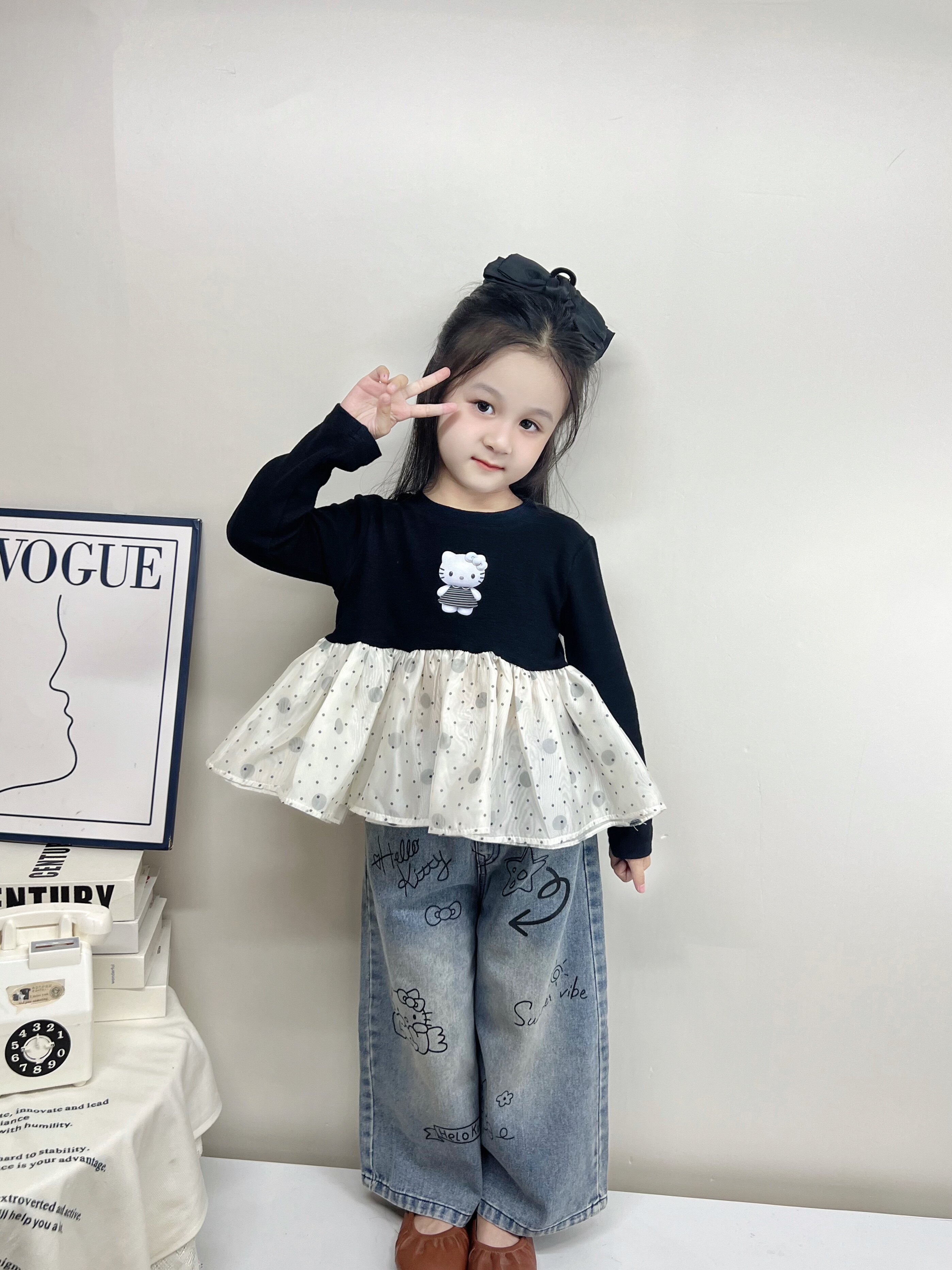 Customer photo for Black Mesh-Panel Kitty Top, 110cm
