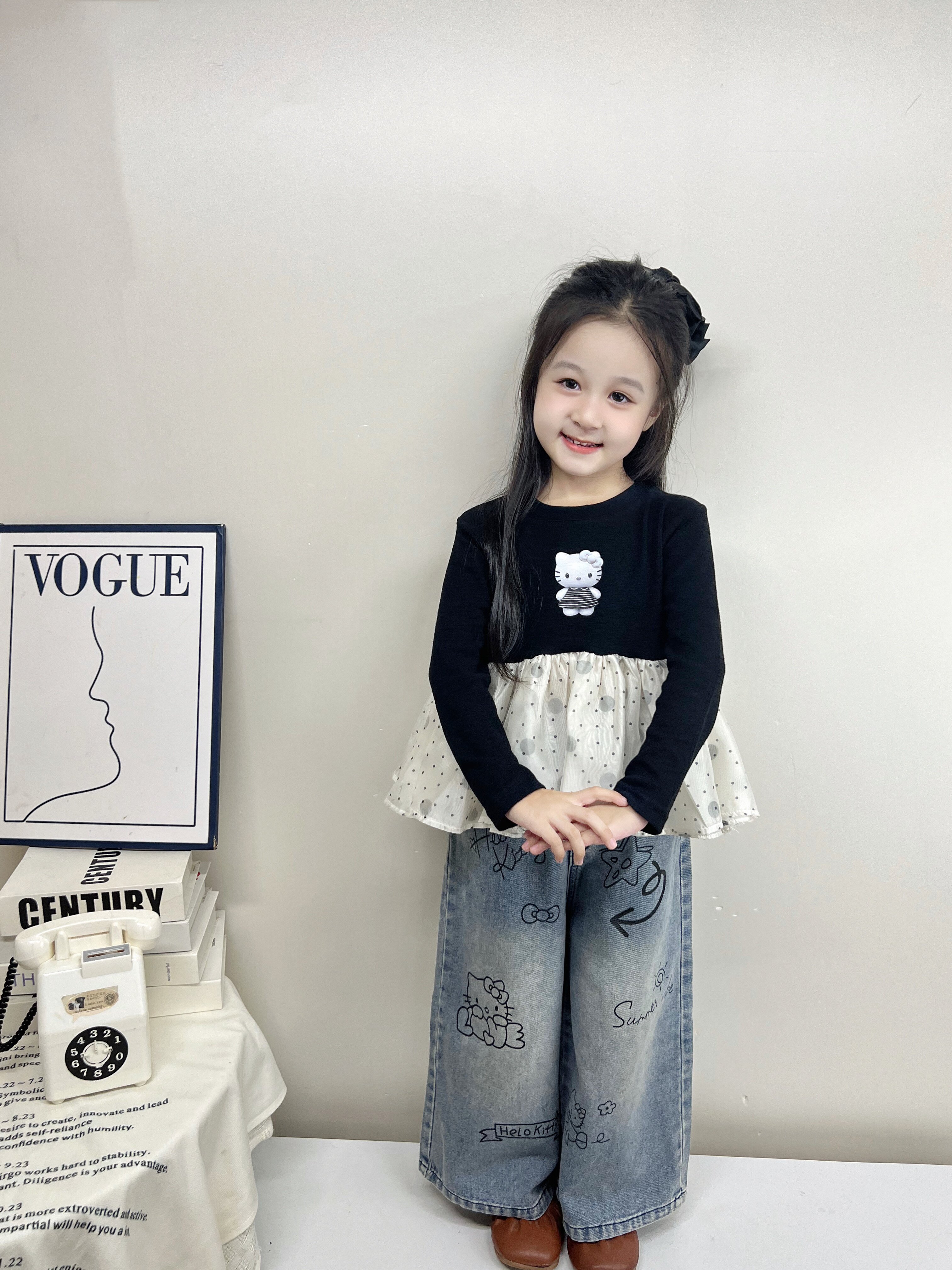 Customer photo for Black Mesh-Panel Kitty Top, 110cm