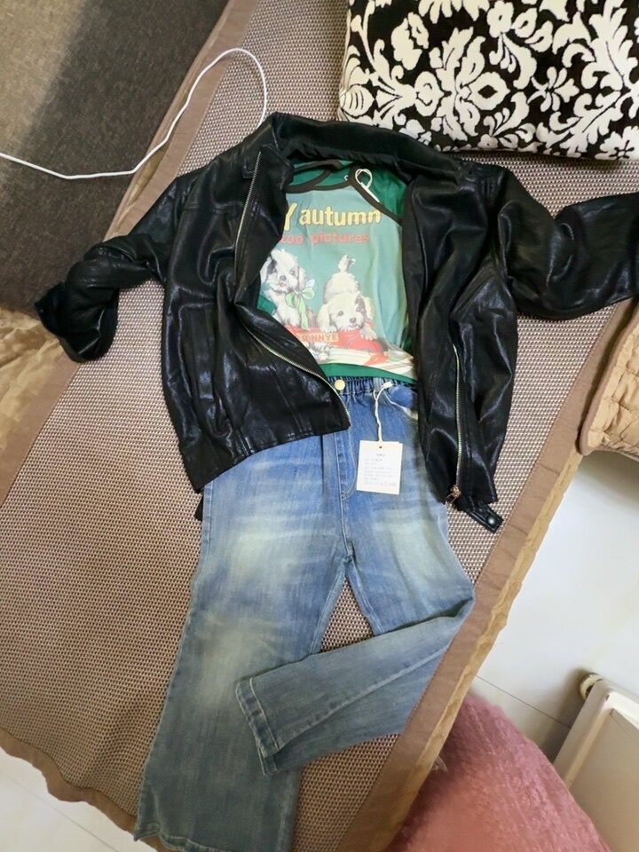 Customer photo for Light Blue Flare Jeans, 140cm