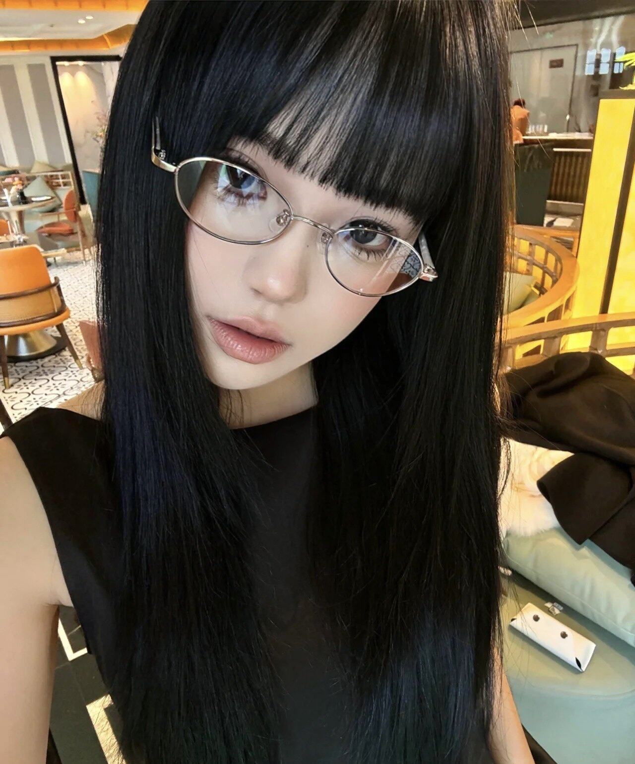 真我黑长直漫画齐刘海假发套 全真发整顶设计 自然隐形无痕贴合 长发飘逸顺滑