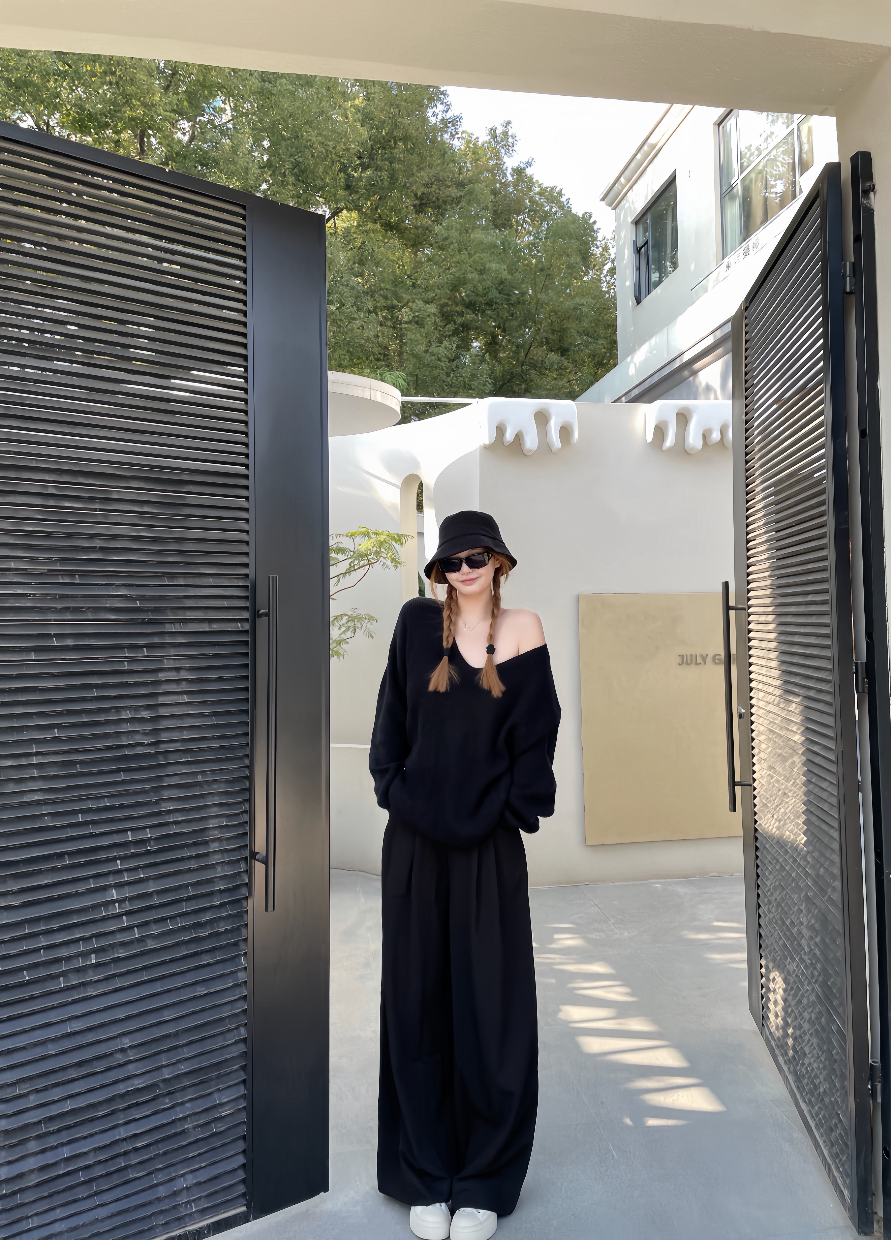 KENABSTUDIO春夏灰色阔腿西装裤 宽松垂感面料舒适有型