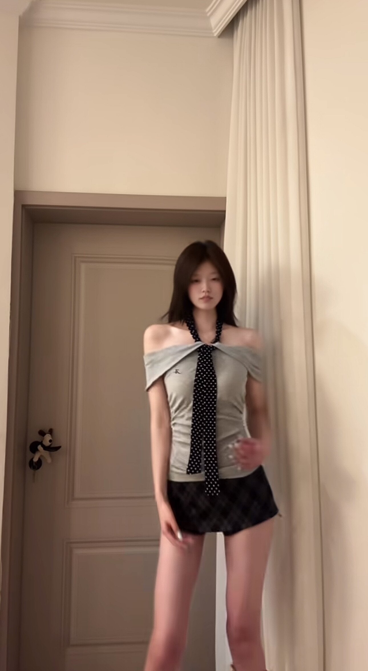 SiCii复古韩系低腰包臀裙 格纹短裙显瘦辣妹风 防走光侧拉链毛呢质感高级