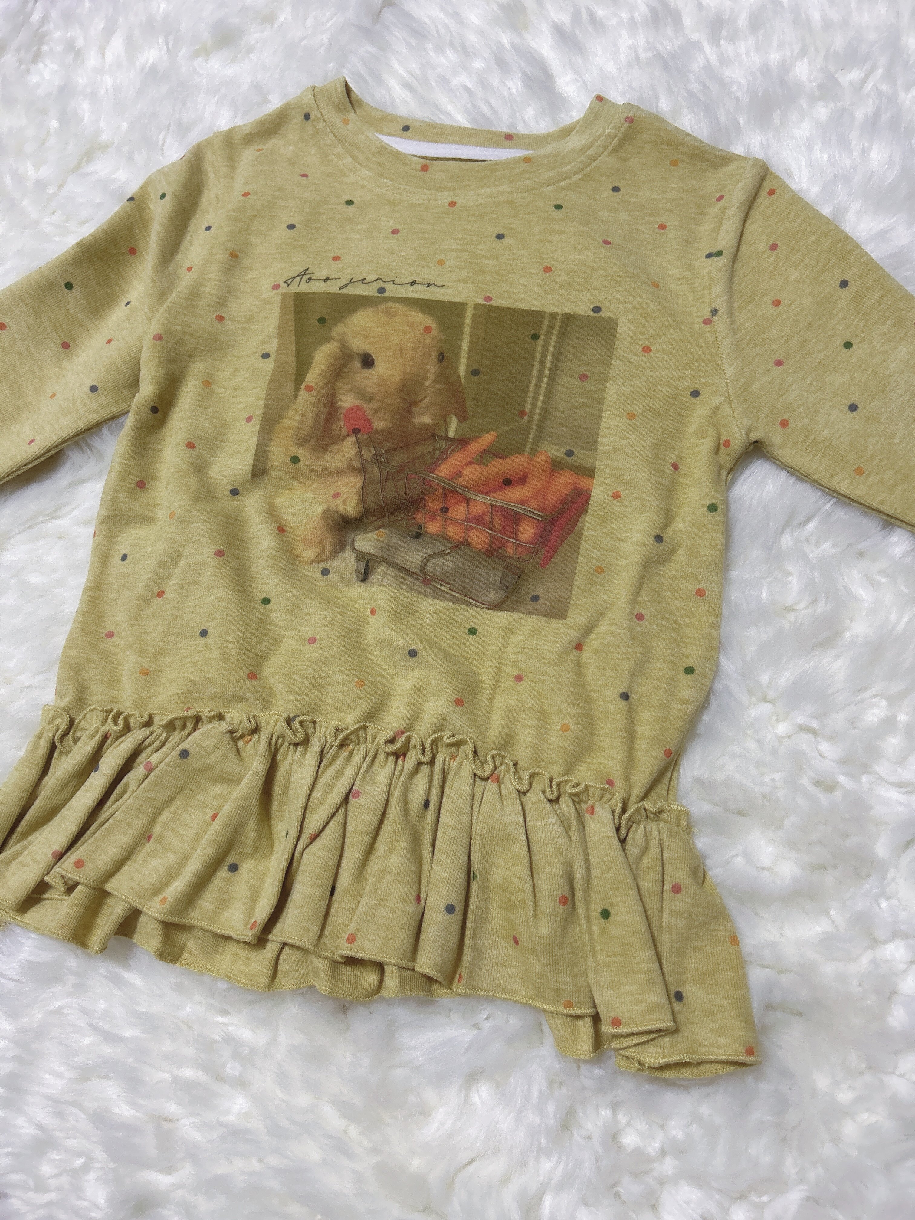 Customer photo for Yellow Ruffle-Hem Top, 130cm