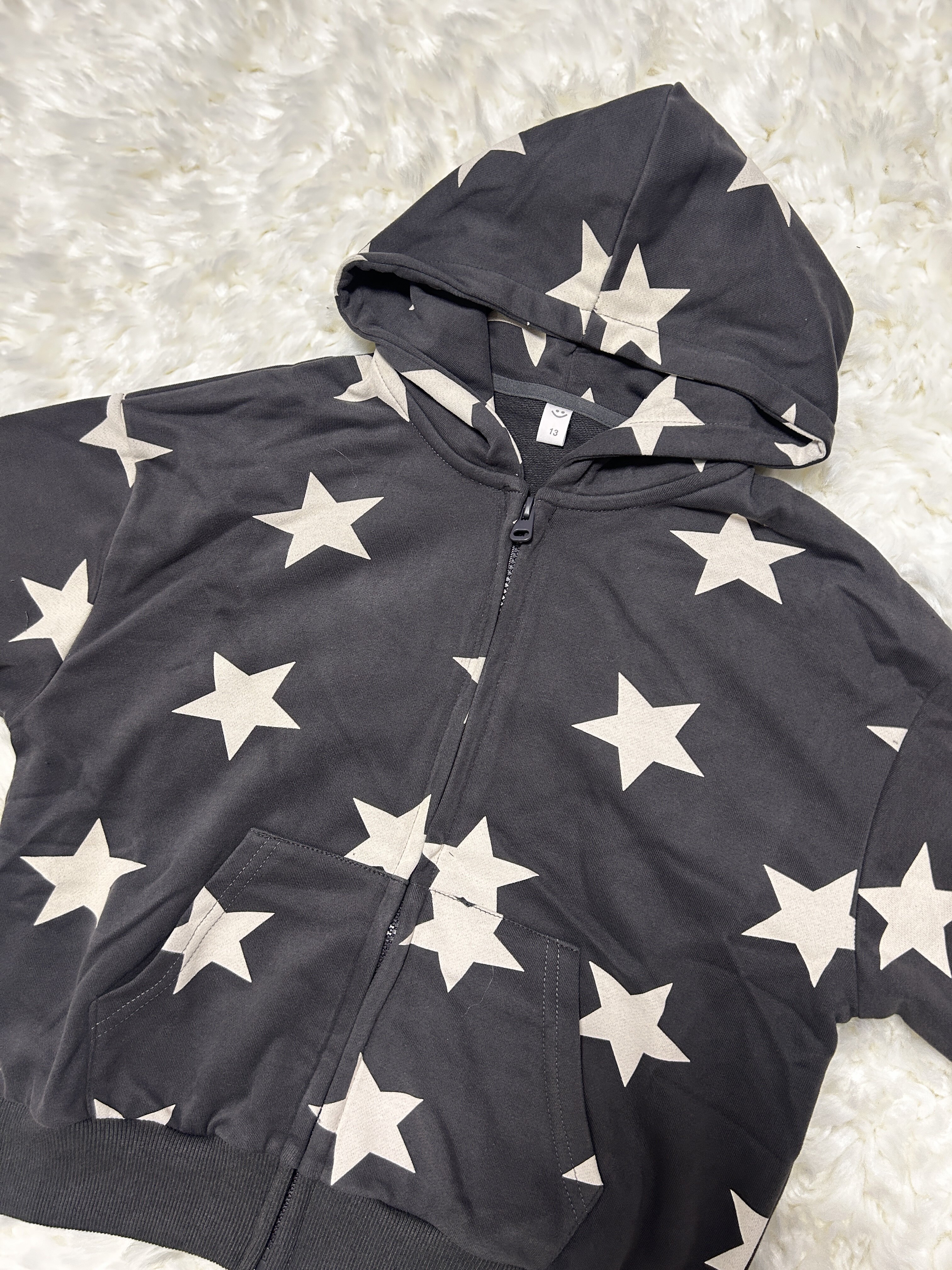 Customer photo for Navy Hooded Cardigan, 120cm
