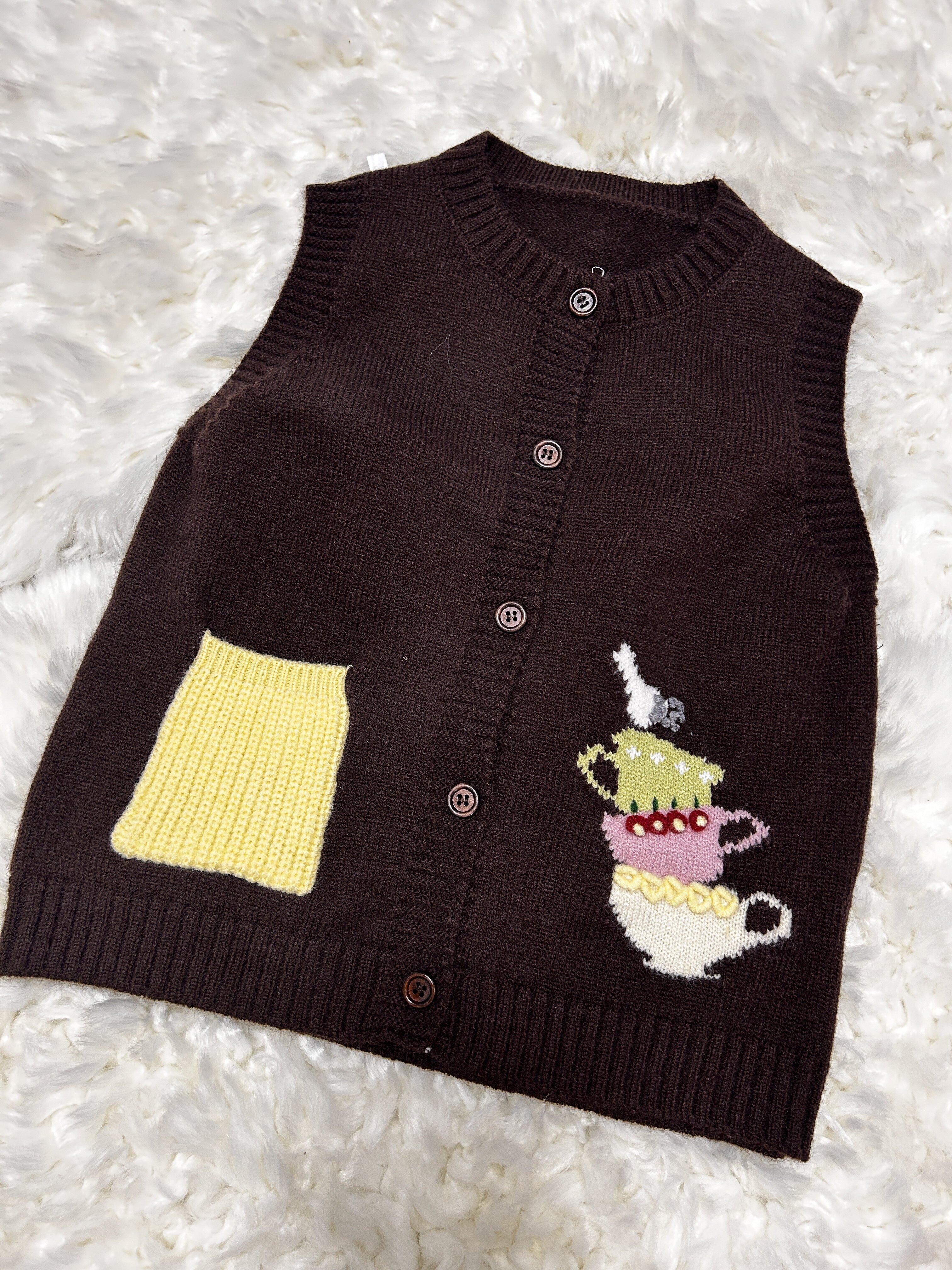 Customer photo for Coffee Knit Vest, 120cm
